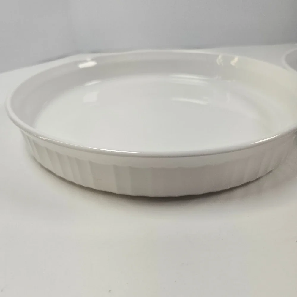 Corning Ware French White Quiche Tart Dish Set of 2 24cm Round White Ceramic